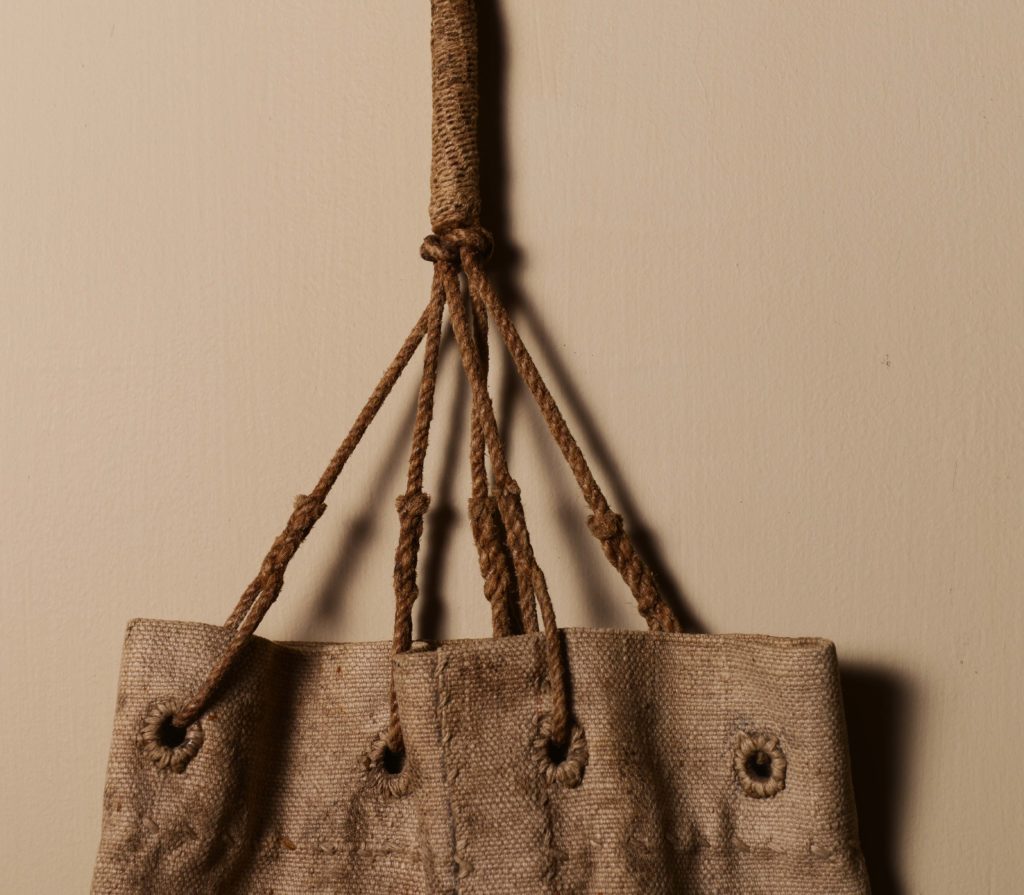 detail sailors ditty bag - linen sail cloth - scandinavian